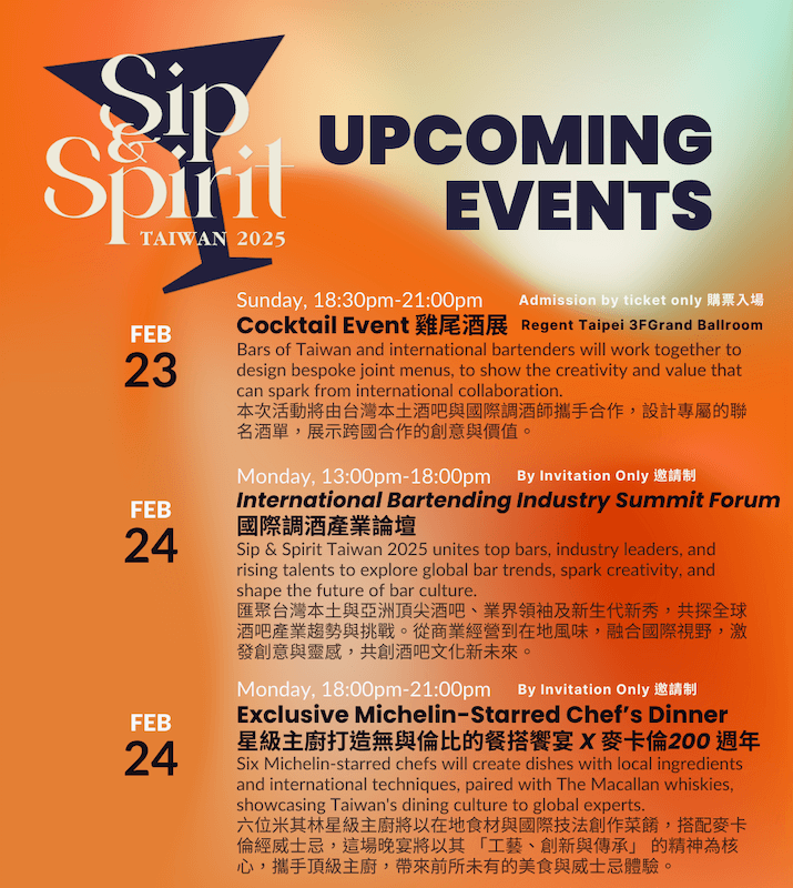 Sip & Spirit Taiwan 2025 活動行程表