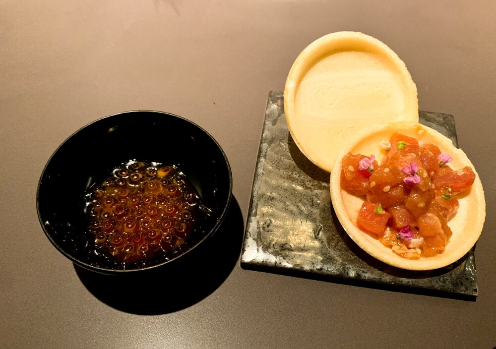和庵清酒吧-黑鮪魚韃靼鮭魚卵最中
